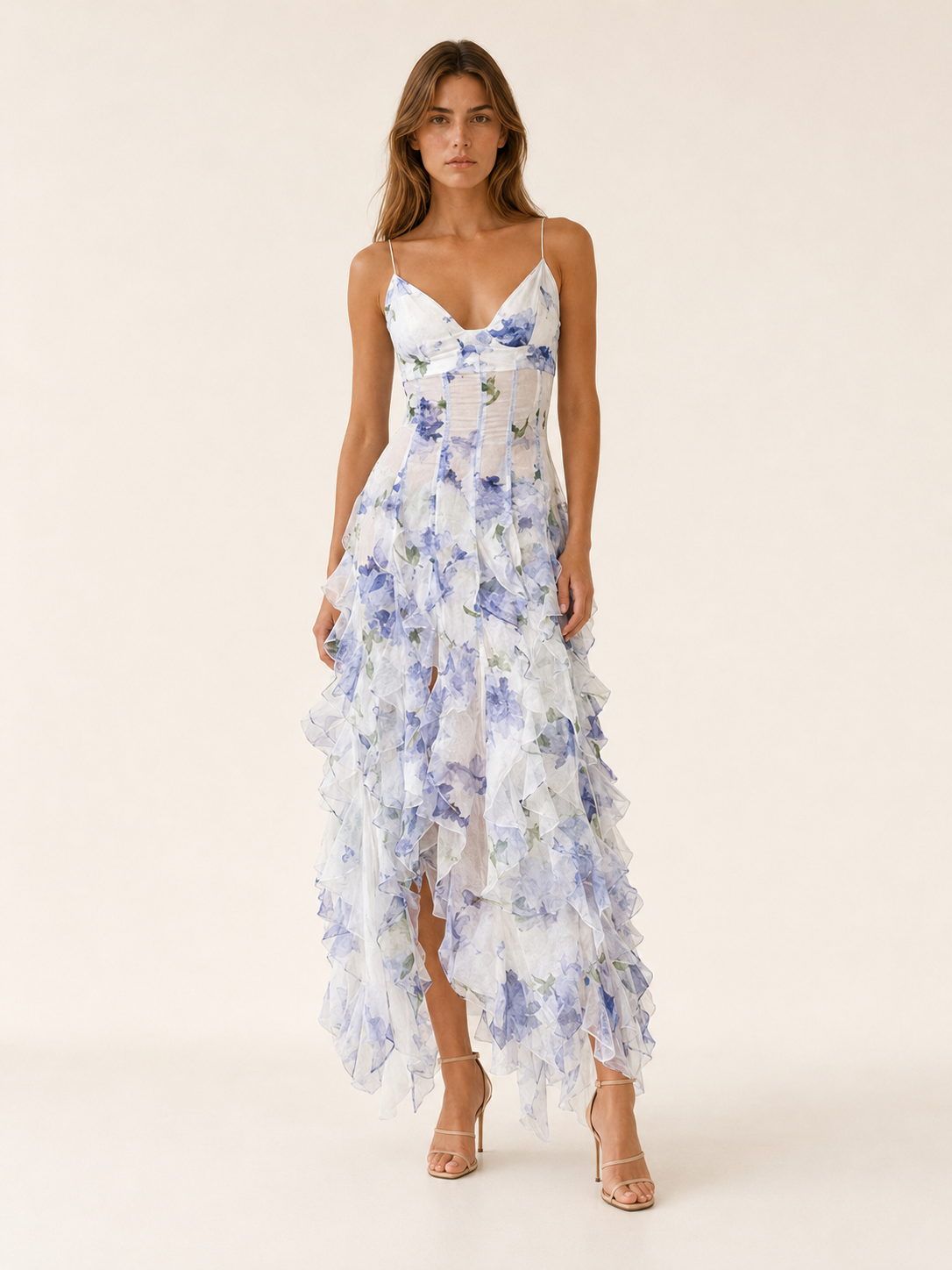 Sienna | Anteross Wedding Guest Floral Maxi Dress with Ruffle Detail