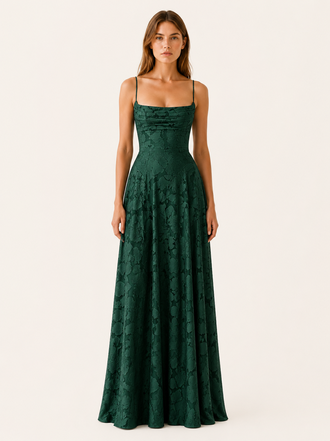 Amelie | Anteross Wedding Guest Floral Lace Maxi Dress with Square Neckline