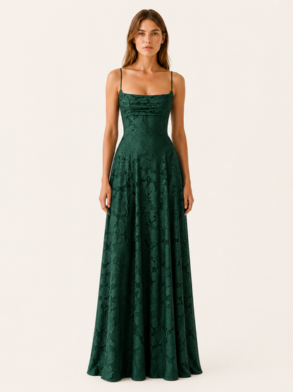 Amelie | Anteross Wedding Guest Floral Lace Maxi Dress with Square Neckline
