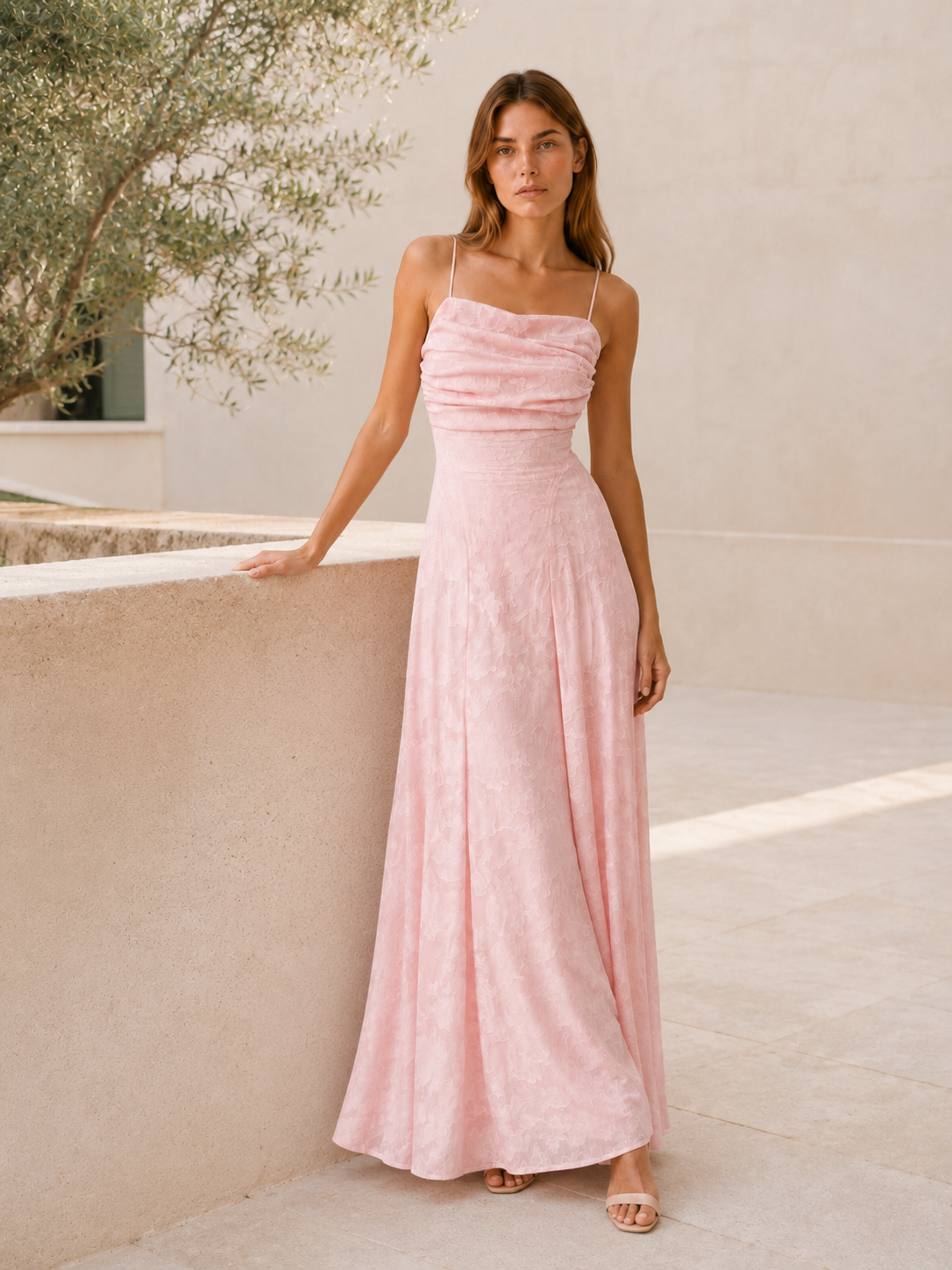 Amelie | Anteross Wedding Guest Floral Lace Maxi Dress with Square Neckline