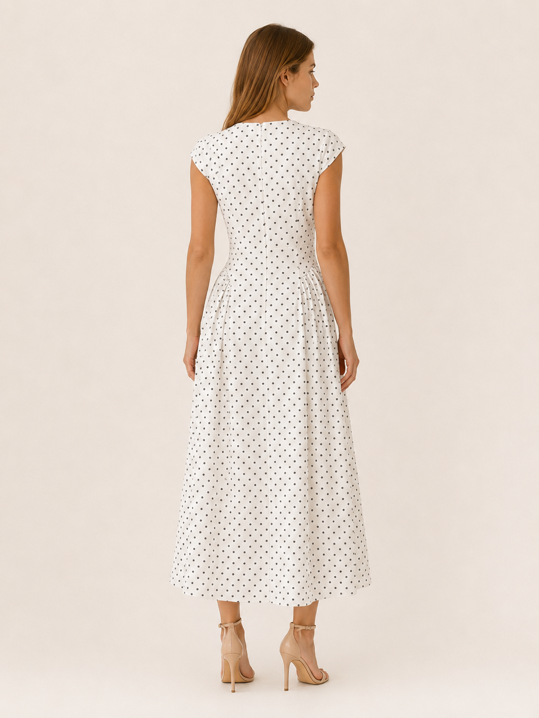 Celeste | Anteross Wedding Guest Polka Dot Maxi Dress with Cap Sleeves
