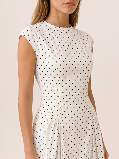 Celeste | Anteross Wedding Guest Polka Dot Maxi Dress with Cap Sleeves