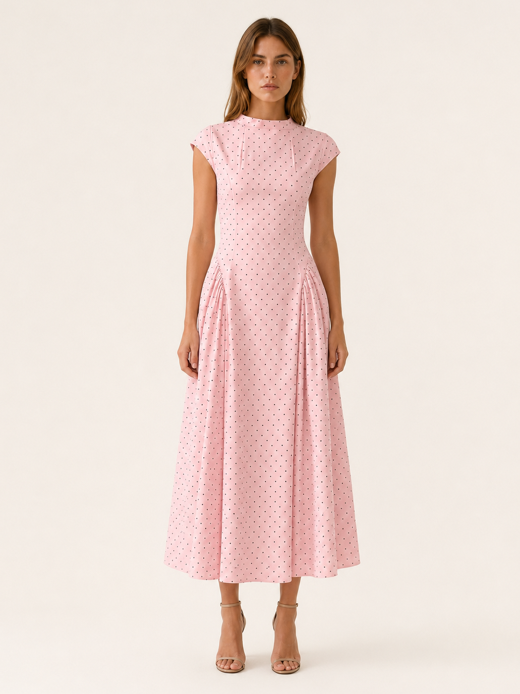 Celeste | Anteross Wedding Guest Polka Dot Maxi Dress with Cap Sleeves