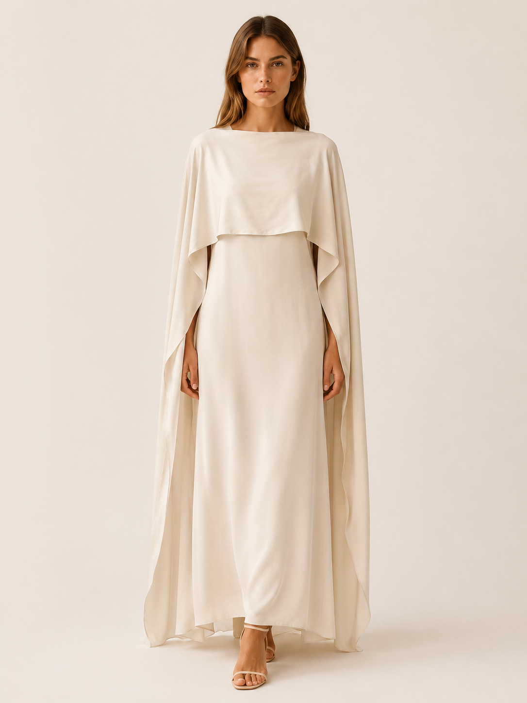 Celeste | Anteross Wedding Guest Draped Sleeve Abaya with Maxi Length