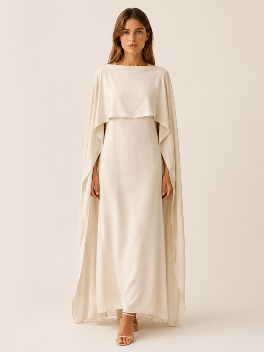 Celeste | Anteross Wedding Guest Draped Sleeve Abaya with Maxi Length