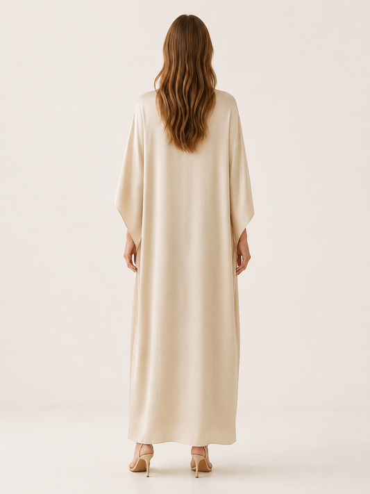 Celeste | Anteross Wedding Guest Draped Sleeve Abaya with Maxi Length