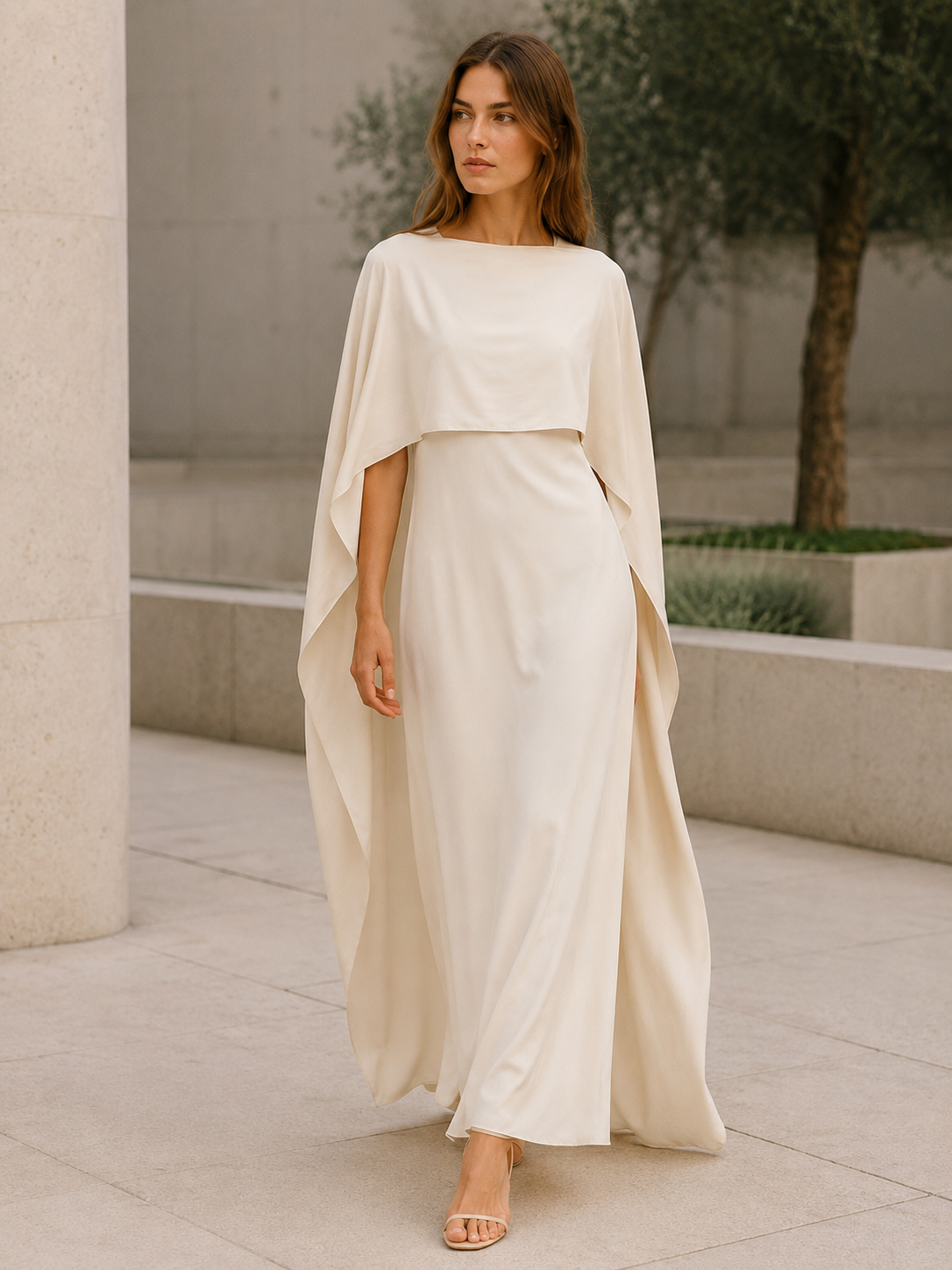 Celeste | Anteross Wedding Guest Draped Sleeve Abaya with Maxi Length
