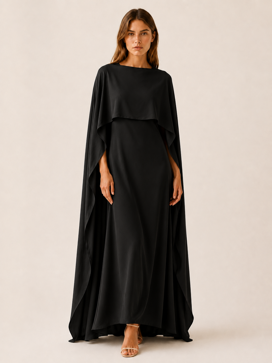 Celeste | Anteross Wedding Guest Draped Sleeve Abaya with Maxi Length