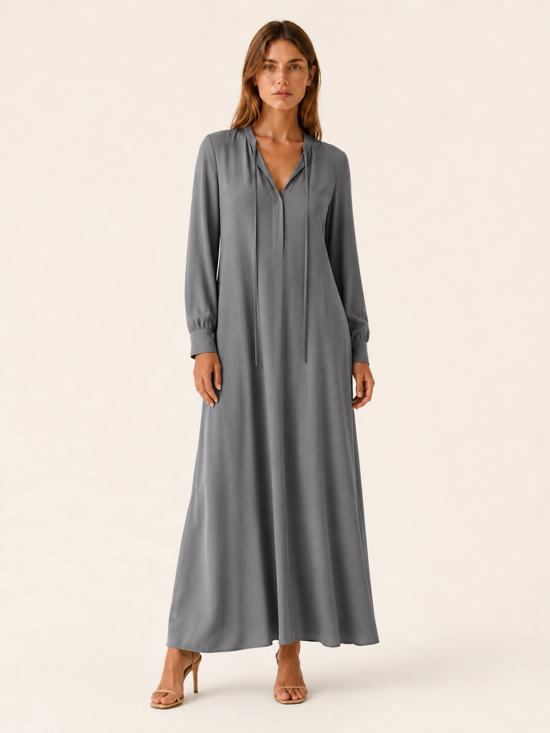 Celeste | Anteross Wedding Guest Loose Fit Maxi Dress with Long Sleeves