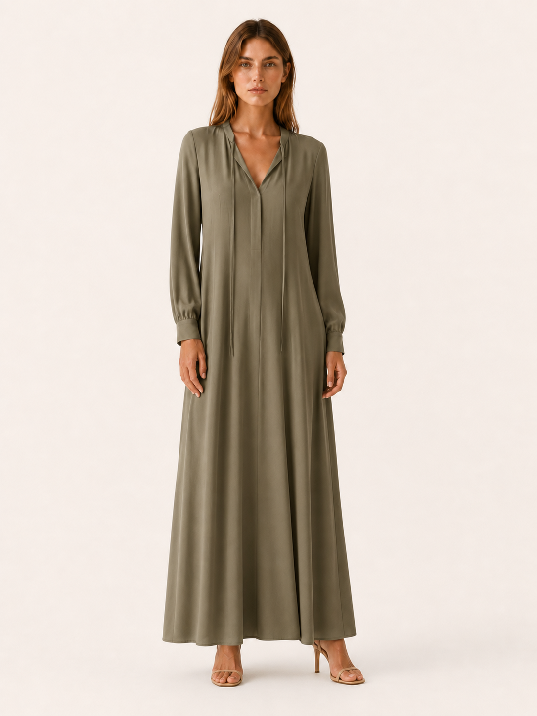 Celeste | Anteross Wedding Guest Loose Fit Maxi Dress with Long Sleeves