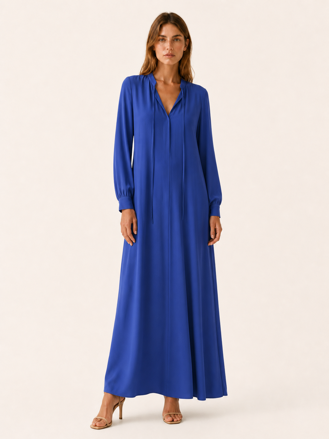 Celeste | Anteross Wedding Guest Loose Fit Maxi Dress with Long Sleeves
