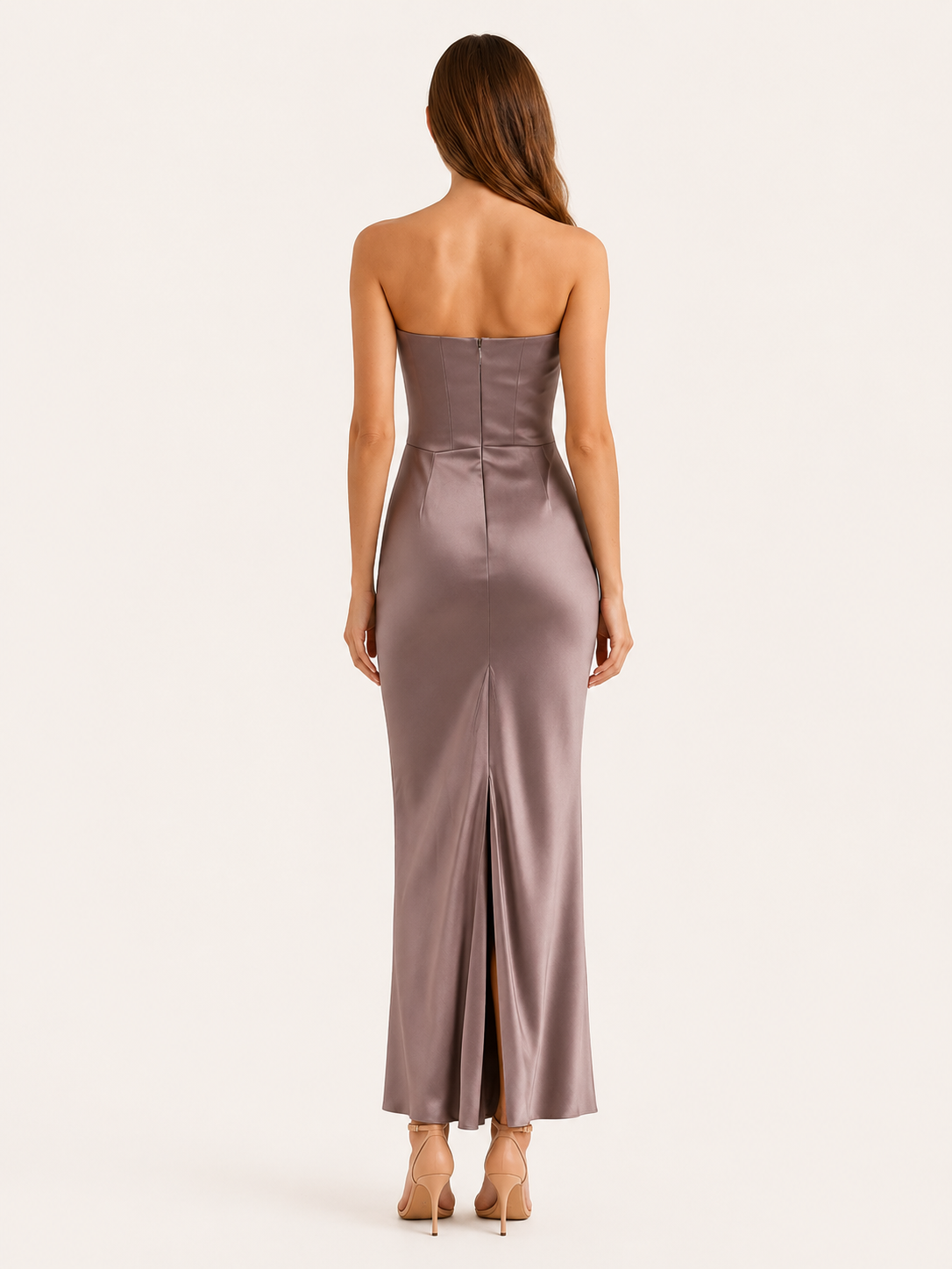 Celeste | Anteross Wedding Guest Strapless Maxi Dress Draped Waist