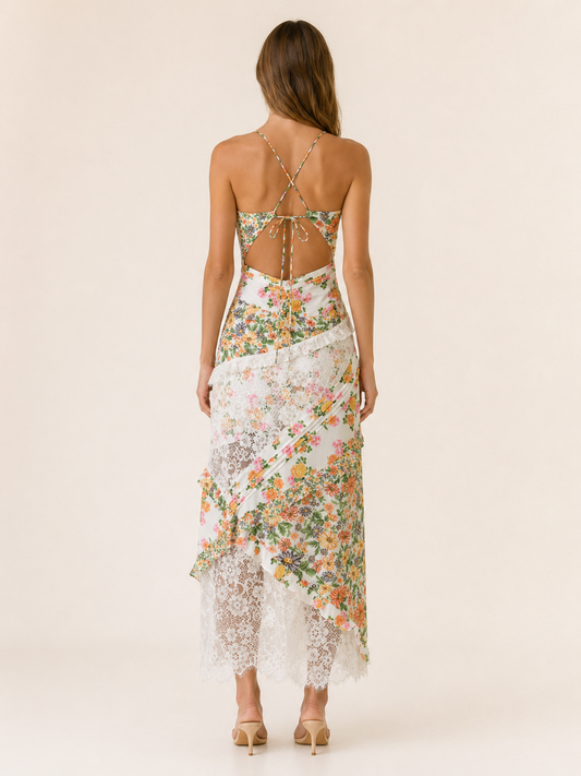 Celeste | Anteross Wedding Guest Floral Lace Maxi Dress with Open Back