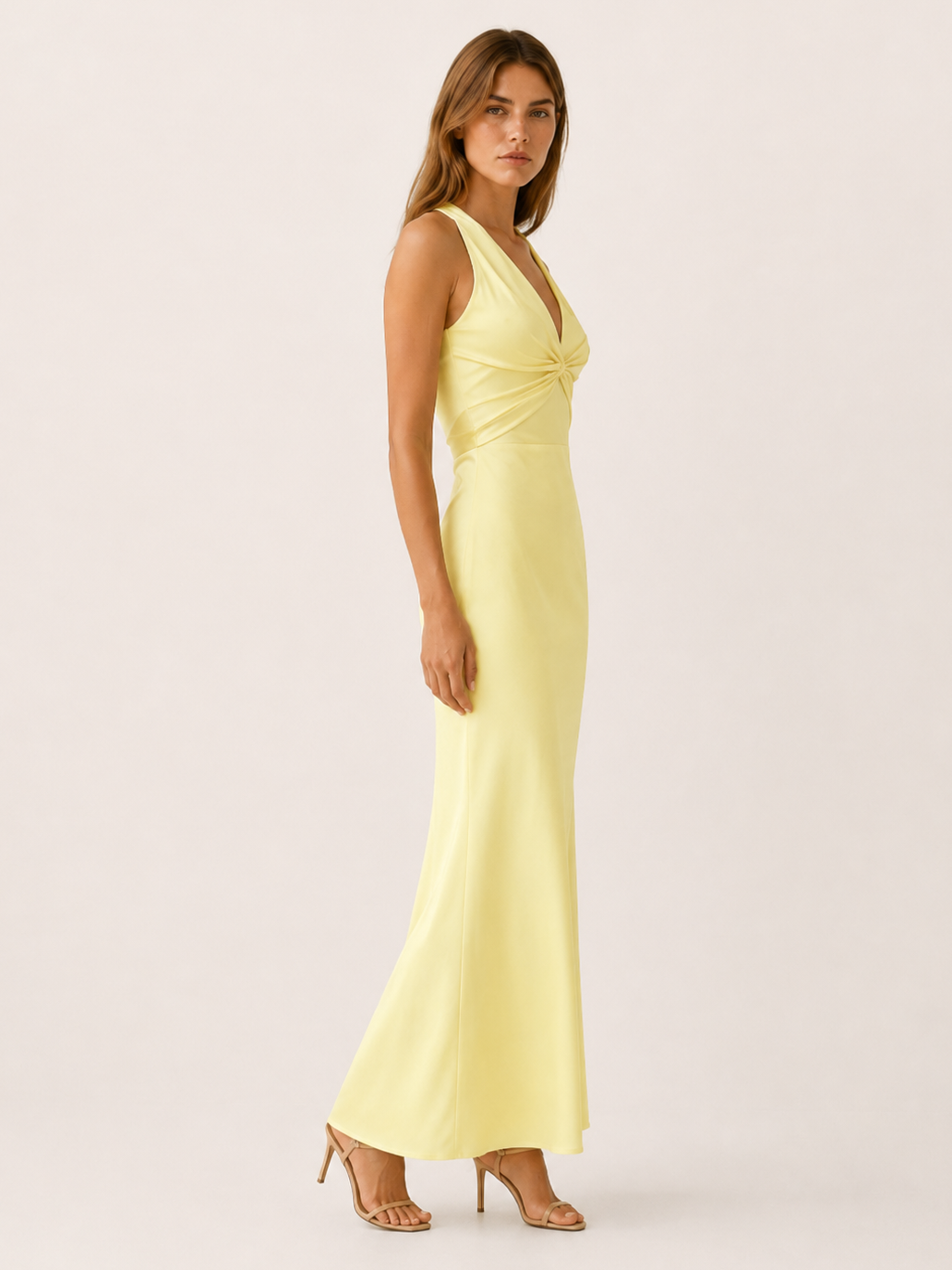 Aurelia | Anteross Wedding Guest Halter Maxi Dress with V Neck and Tie Back
