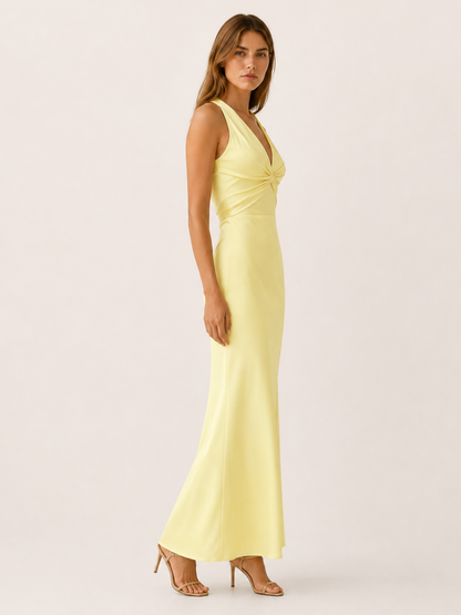 Aurelia | Anteross Wedding Guest Halter Maxi Dress with V Neck and Tie Back