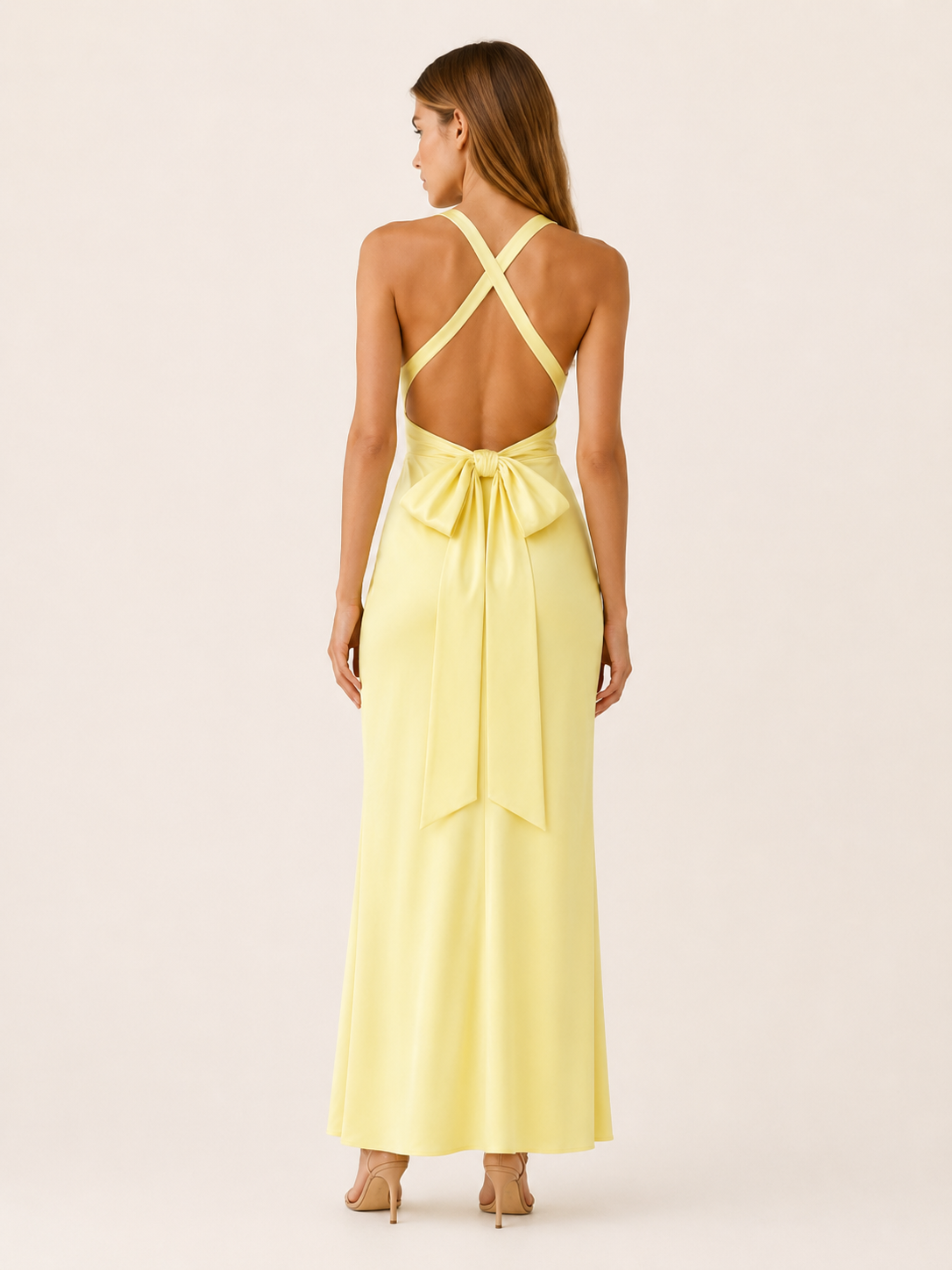 Aurelia | Anteross Wedding Guest Halter Maxi Dress with V Neck and Tie Back